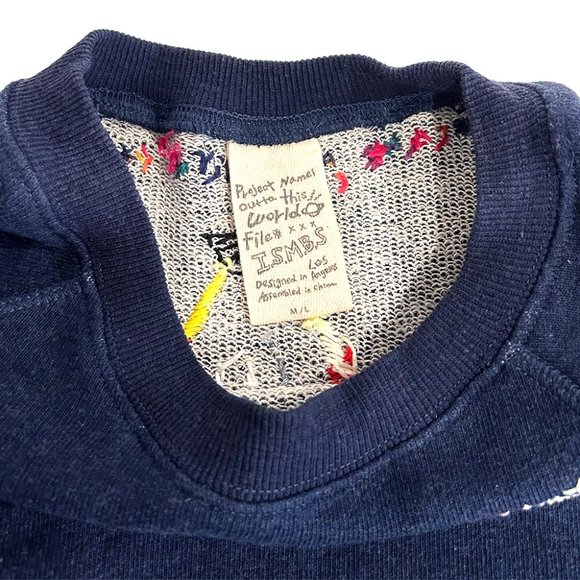 I Stole My Boyfriend's Sweatshirt Navy Blue Cosmic UFO Women’s Size M/L - Picture 5 of 5